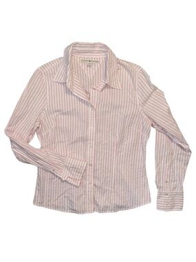 Tommy Hilfiger Pink White Striped Button Up Shirt Women's Size large